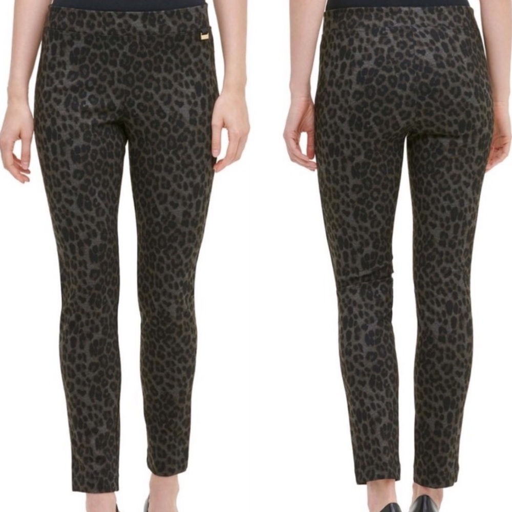 Calvin Klein - Leopard Animal Print Slim Leg Pants